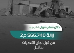 إمارة حائل: إزالة 566.740 متر مربع تعديات على أراضٍ حكومية خلال شهر شوال