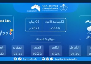 أمانة العاصمة المقدسة تبث تنبيهاتها بشأن الأمطار المتوقعة عبر القنوات الرسمية لها