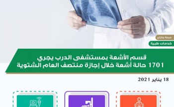 مستشفى الدرب العام يجري 1701 فحص إشعاعي خلال إجازة منتصف العام الدراسي