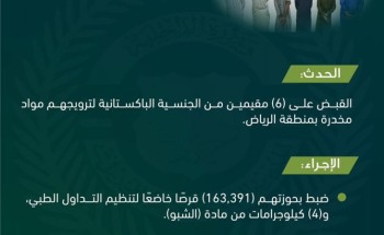 مكافحة المخدرات: القبض على 6 مقيمين لترويجهم أقراص خاضعة لتنظيم التداول الطبي بالرياض