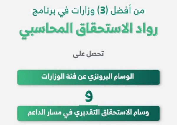 وزارة الداخلية من أفضل ثلاث وزارات في برنامج “رواد الاستحقاق المحاسبي”