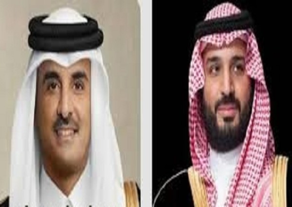 سمو ولي العهد يتلقى اتصالاً هاتفيًا من أمير دولة قطر