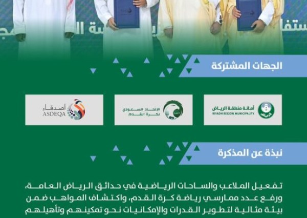 أمانة الرياض توقع مذكرة تفاهم لتفعيل الملاعب الرياضية في حدائق الرياض، اكتشاف المواهب، تعزيز المشاركة والتواصل المجتمعي