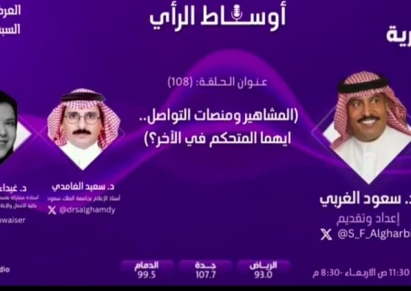 “المشاهير ومنصات التواصل الاجتماعي أيهما المتحكم بالأخر؟.. أعضاء هيئة التدريس يتناقشون في برنامج أوساط الرأي